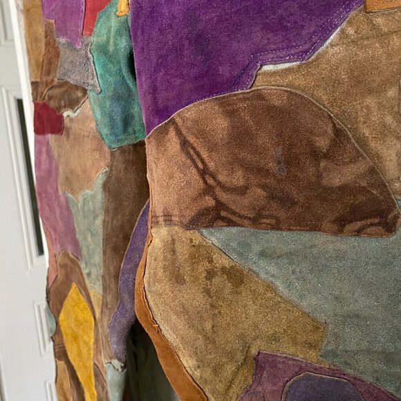 Vintage 70s Suede Patchwork Groovy Jeans Men's 28 - Disco Flare Handmade OOAK - Picture 10 of 15